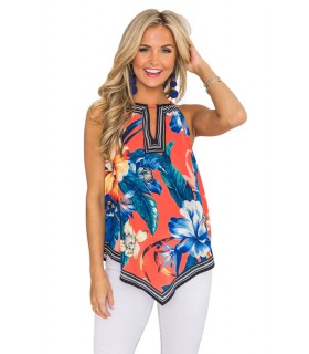 Orange blommig tryck topp [SISTA CHANSEN]