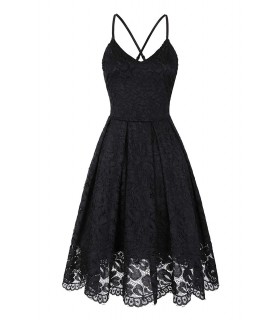 Black skater lace party dress