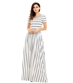 White black striped short-sleeved maxikko