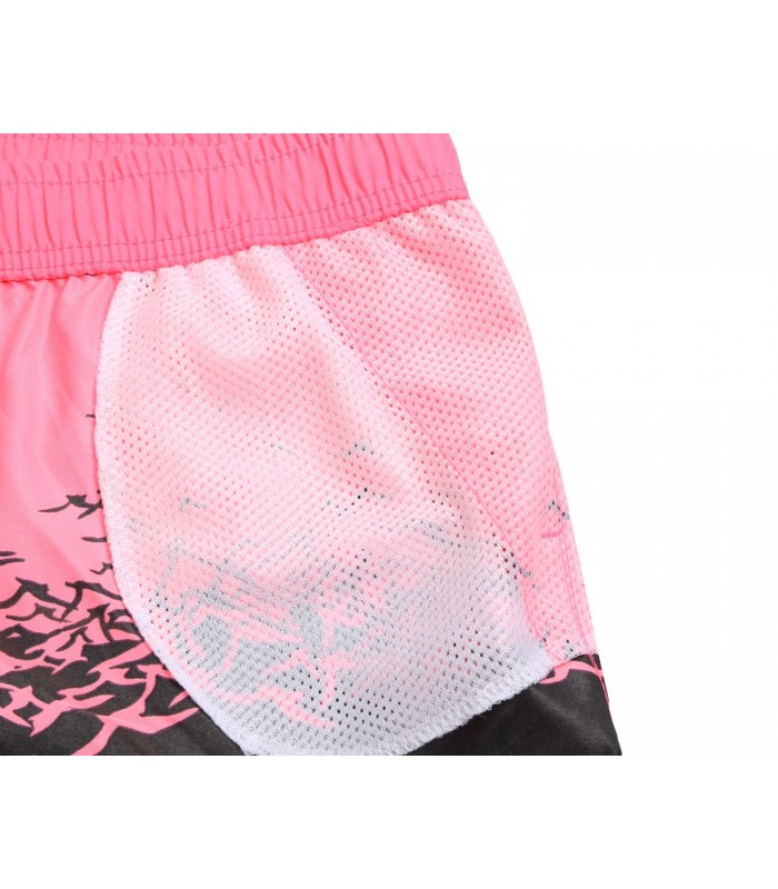 Rosa fågeltryck mönster sport shorts – kuva 3