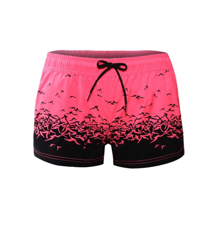 Rosa fågeltryck mönster sport shorts