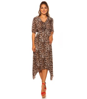 Cappuccino leopard print asymmeric dress