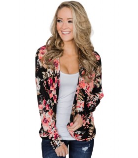 Black cardigan with flowers