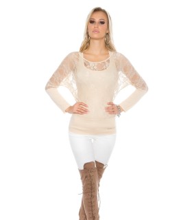 Koucla beige fladdermuslång skjorta + topp [SISTA CHANSEN]