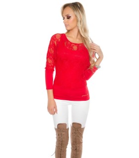 Koucla red bat-length shirt + top