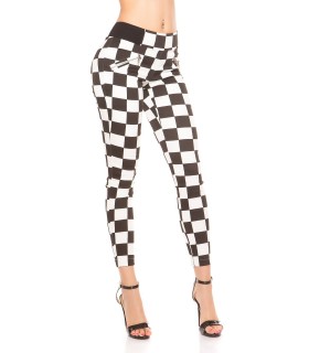 Svartvita boxade zip-up treggings [SISTA CHANSEN]