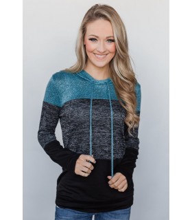 Blue three-striped hoodie [LAST CHANCE]