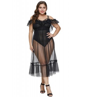 Black teddy with lingerie dress (plus size) [LAST CHANCE]