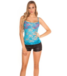 Turquoise two-shoulder lace top [DISCOVERY]