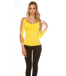 Koucla yellow slit-sleeved rhine-lying shirt