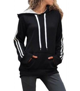 Black White Striped Hoodie