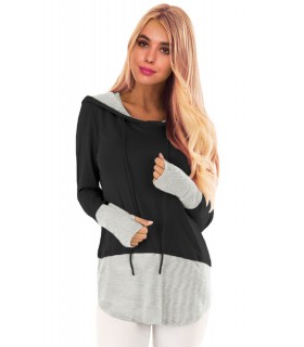 Black 2in1 hoodie with stripes