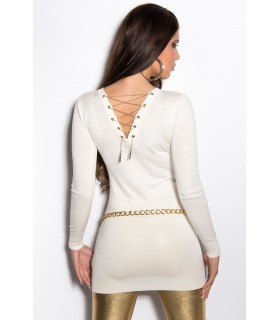Koucla cream chain-eating knitting dress