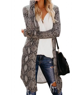 Snake pattern long open cardigan