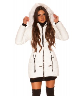 White jacket with hair follicle and belt