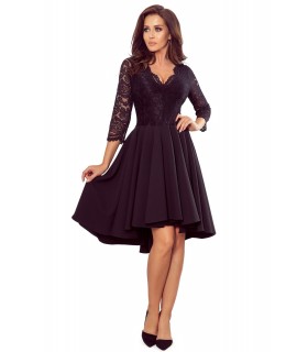Numoco Nico a black high low party dress with lace [LAST CHANCE]