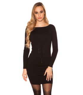 Koucla black knit dress with nod waist