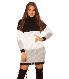 Koucla black three-color wool dress