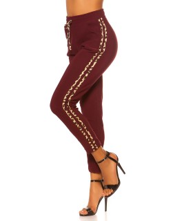 Burgundy Leo striped joggers