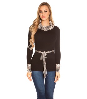 Koucla high-collared box knit with belt