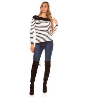 Koucla black stripe knit with zippers