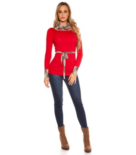Koucla high-collared box knit with belt