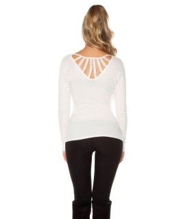 Koucla cream strassikoristeinen v-wrap-neule