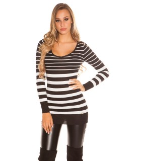 Koucla black striped long glitter knit
