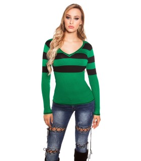 Koucla green and black v-track knit