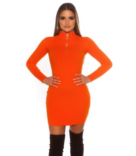 Koucla high-collared ribbed knit dress with zipper