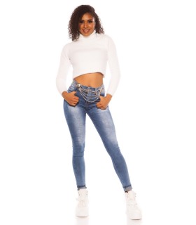Blue High Waisted Worn Jeans [DISCOVERY]