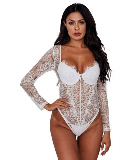 White long sleeve curved laceiteddy