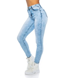 Light blue high-waisted jeans