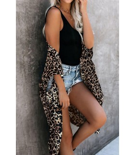 Brown leopard print kimono