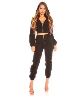 Koucla black zip-up trouser set