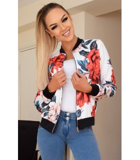 CW Ariel White Rose PatternEd Jacket