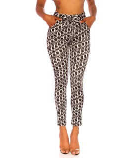 Black and white print treggings with belt