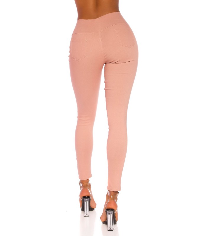 Rosa hög midja treggings med strängar – kuva 4
