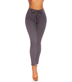 Grey high-waisted treggings with strings