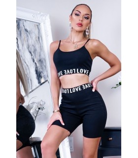 Parisian musta LOVE shortsisetti