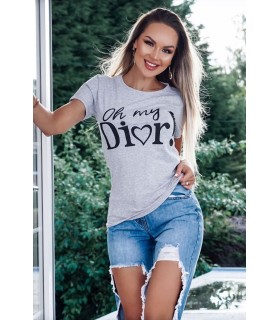 Parisian Grå kortärmad Oh My Dior skjorta [DISCOVERY]