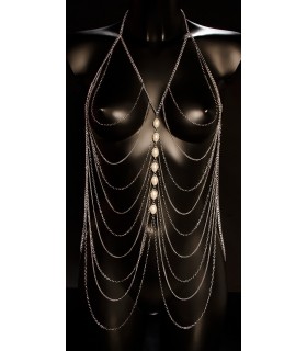Silver bead and chain-lying body jewellery