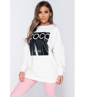Parisian valkoinen Coco Paris oversize paita