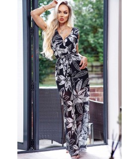 CW Helena black and white leaf-patterned jumpsuit [DISCOVERY]