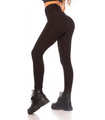 Svarta högmidjade push up-tränings tights