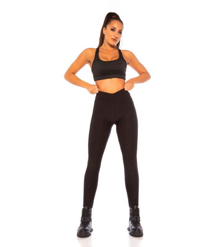 Svarta högmidjade push up-tränings tights – kuva 2