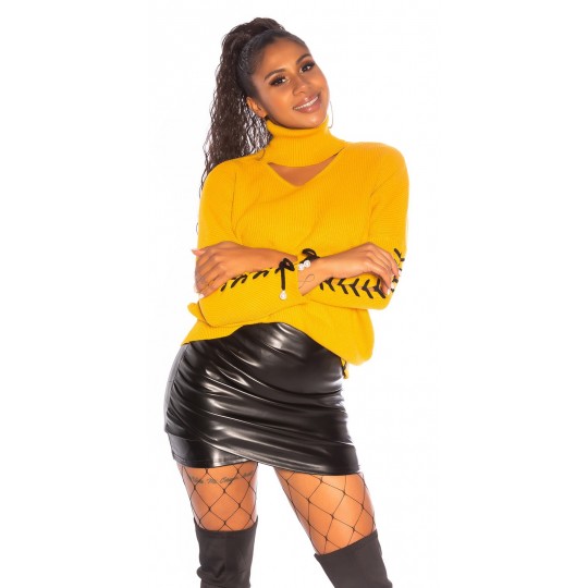 Mustard-blue nodd sleeved...