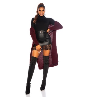 Koucla burgundy long card coat with slits