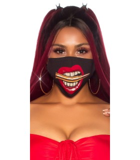 Svart muntryckt tyg ansiktsmask [SISTA CHANSEN]