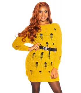 Koucla mustard-black ripped wool dress [LAST CHANCE]